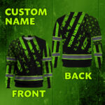 Hi Vis Long Sleeve Shirt Reflective USA Flag Custom Name Logo Safety 2