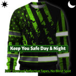 Hi Vis Long Sleeve Shirt Reflective USA Flag Custom Name Logo Safety 3