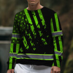 Hi Vis Long Sleeve Shirt Reflective USA Flag Custom Name Logo Safety 5