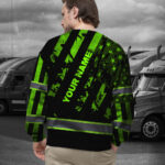 Hi Vis Long Sleeve Shirt Reflective USA Flag Custom Name Logo Safety 6