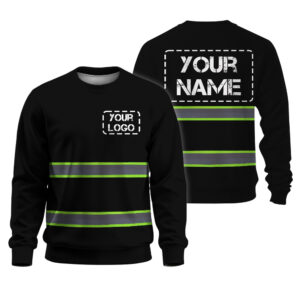 Hi Vis Long Sleeve Shirts Reflective Black Custom Logo Safety Workwear