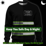 Hi Vis Long Sleeve Shirts Reflective Black Custom Logo Safety Workwear 3