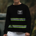 Hi Vis Long Sleeve Shirts Reflective Black Custom Logo Safety Workwear 5