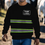 Hi Vis Long Sleeve Shirts Reflective Black Custom Logo Safety Workwear 7