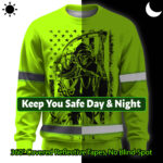 Hi Vis Long Sleeve Shirts Reflective Black Reaper Custom Name Safety Workwear For Workers, Runners, Truckers, Skull Lovers 2