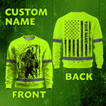 Hi Vis Long Sleeve Shirts Reflective Black Reaper Custom Name Safety Workwear For Workers, Runners, Truckers, Skull Lovers 3