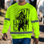 Hi Vis Long Sleeve Shirts Reflective Black Reaper Custom Name Safety Workwear For Workers, Runners, Truckers, Skull Lovers 6