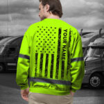 Hi Vis Long Sleeve Shirts Reflective Black Reaper Custom Name Safety Workwear For Workers, Runners, Truckers, Skull Lovers 7