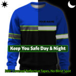Hi Vis Long Sleeve Shirts Reflective Blue Black Below Custom Name 2
