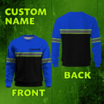 Hi Vis Long Sleeve Shirts Reflective Blue Black Below Custom Name 3