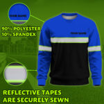 Hi Vis Long Sleeve Shirts Reflective Blue Black Below Custom Name 4