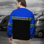 Hi Vis Long Sleeve Shirts Reflective Blue Black Below Custom Name 6
