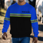 Hi Vis Long Sleeve Shirts Reflective Blue Black Below Custom Name 7