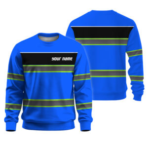 Hi Vis Long Sleeve Shirts Reflective Blue Line Custom Name Safety Workwear