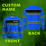 Hi Vis Long Sleeve Shirts Reflective Blue Line Custom Name Safety 3