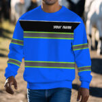 Hi Vis Long Sleeve Shirts Reflective Blue Line Custom Name Safety 7
