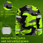 Hi Vis Long Sleeve Shirts Reflective Green Camo Safety For Motorcycle 4