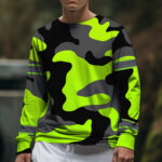 Hi Vis Long Sleeve Shirts Reflective Green Camo Safety For Motorcycle 5