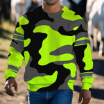 Hi Vis Long Sleeve Shirts Reflective Green Camo Safety For Motorcycle 7