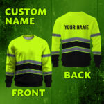 Hi Vis Long Sleeve Shirts Reflective Green Custom Name Safety Workwear 2