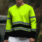 Hi Vis Long Sleeve Shirts Reflective Green Custom Name Safety Workwear 5