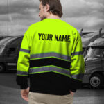 Hi Vis Long Sleeve Shirts Reflective Green Custom Name Safety Workwear 6