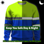 Hi Vis Long Sleeve Shirts Reflective Stripes Lime and Blue Custom Name 3