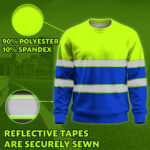 Hi Vis Long Sleeve Shirts Reflective Stripes Lime and Blue Custom Name 4