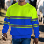 Hi Vis Long Sleeve Shirts Reflective Stripes Lime and Blue Custom Name 7