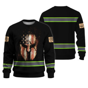 Hi Vis Long Sleeve Shirts Reflective Warrior US Flag Safety Workwear