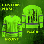 Hi Vis Long Sleeves Shirt Reflective Tapes Green Neon Flag Custom Name 3