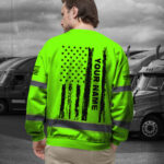 Hi Vis Long Sleeves Shirt Reflective Tapes Green Neon Flag Custom Name 6