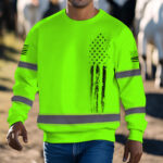 Hi Vis Long Sleeves Shirt Reflective Tapes Green Neon Flag Custom Name 7