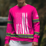 Hi Vis Long Sleeves Shirt Reflective Tapes Pink Neon Flag Custom 5