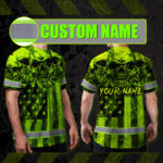 Hi-Vis-Shirt-Reflective-Green-Skull-US-Flag-Custom-Name-Safety-Workwear-2