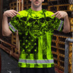Hi-Vis-Shirt-Reflective-Green-Skull-US-Flag-Custom-Name-Safety-Workwear-3