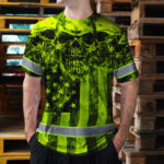 Hi-Vis-Shirt-Reflective-Green-Skull-US-Flag-Custom-Name-Safety-Workwear-5