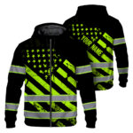 Hi-Vis-Zip-Hoodie-Reflective-Tapes-Green-Black-USA-Flag-Safety-Workwear-1
