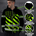 Hi-Vis-Zip-Hoodie-Reflective-Tapes-Green-Black-USA-Flag-Safety-Workwear-3