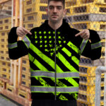 Hi-Vis-Zip-Hoodie-Reflective-Tapes-Green-Black-USA-Flag-Safety-Workwear-6