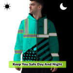 Hi-Vis-Zip-Hoodie-Reflective-Tapes-Mint-Neon-USA-Flag-Safety-Workwear-Workwear-For-Workers,-Truckers,-Cyclists,-Patriotic-2
