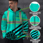 Hi-Vis-Zip-Hoodie-Reflective-Tapes-Mint-Neon-USA-Flag-Safety-Workwear-Workwear-For-Workers,-Truckers,-Cyclists,-Patriotic-3