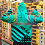 Hi-Vis-Zip-Hoodie-Reflective-Tapes-Mint-Neon-USA-Flag-Safety-Workwear-Workwear-For-Workers,-Truckers,-Cyclists,-Patriotic-6