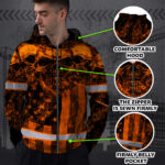 Hi-Vis-Zip-Hoodie-Reflective-Tapes-Orange-Skull-US-Flag-Safety-Workwear-3