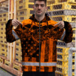 Hi-Vis-Zip-Hoodie-Reflective-Tapes-Orange-Skull-US-Flag-Safety-Workwear-6
