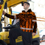 Hi-Vis-Zip-Hoodie-Reflective-Tapes-Orange-Skull-US-Flag-Safety-Workwear-8