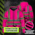 Hi-Vis-Zip-Hoodie-Reflective-Tapes-Pink-USA-Flag-Safety-Workwear-For-Truckers,-Cyclists,-Patriotic-4