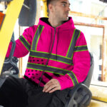 Hi-Vis-Zip-Hoodie-Reflective-Tapes-Pink-USA-Flag-Safety-Workwear-For-Truckers,-Cyclists,-Patriotic-5