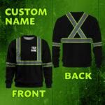 High Visibility Reflective Black Custom Name Long Sleeve Safety Workwear 3