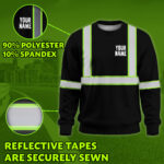 High Visibility Reflective Black Custom Name Long Sleeve Safety Workwear 4